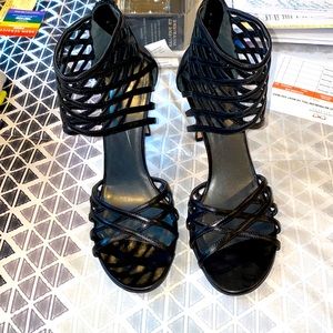 MOVING SALE Stuart Weizman black leather sexy heels